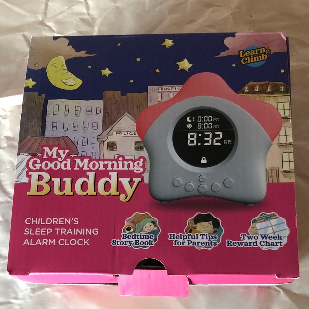 My Good Morning Buddy Children's Sleep Training Alarm Clock - Pink/Gray